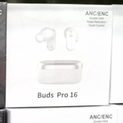 Buds Pro 16 Wireless Earbuds | ANC + ENC Noise Reduction | Bluetooth 5.3 | Touch Control | 40H Battery | White